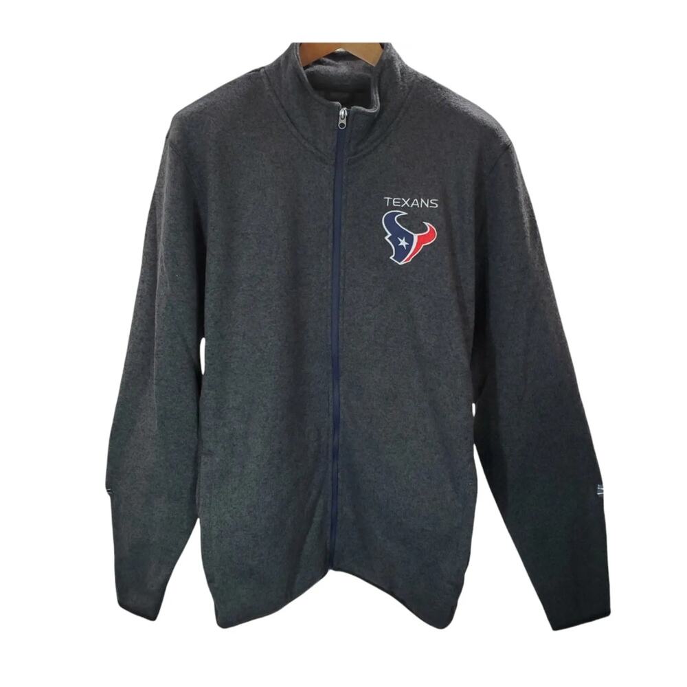 Houston Texans Mens 2XL Zip Jacket Dark Gray Fleece Lined Sweater Knit NFL New